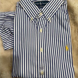 New with tags Large Ralph Lauren Blue Striped Men's Shirt short sleeve